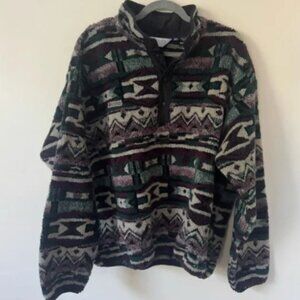 Vintage Rare Columbia Aztec Men’s 1/4 Zip Pullover Size XL 90s USA Retro EUC